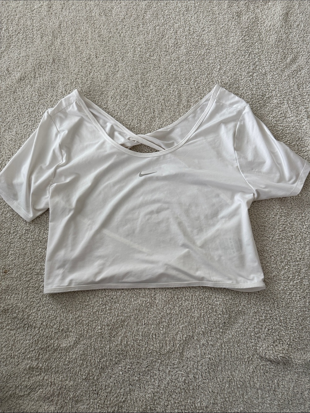 Nike White Cropped Short-Sleeve Performance Top